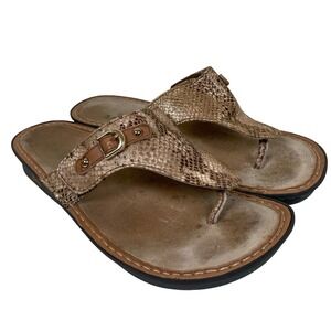 Alegria Carina Leather Snake Print Thong Sandals Buckle Comfort Wedge 42/11‎